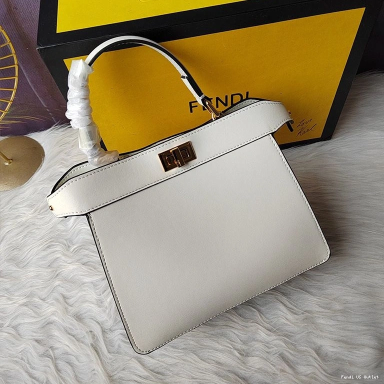 Cheap HOT Bag Fendi White Peekaboo Nappa Leather ISeeU Petite In 0817